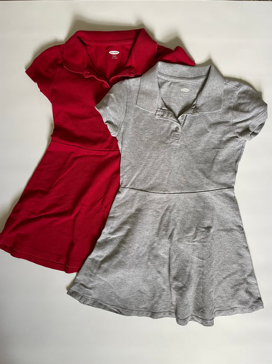 Old Navy Gray and Red Polo Dresses, S (6-7)