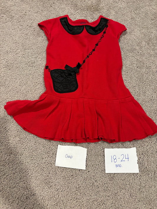 #138 - 18-24 Mo - VGUC Gap - Red Dress with "purse" - PU 45236