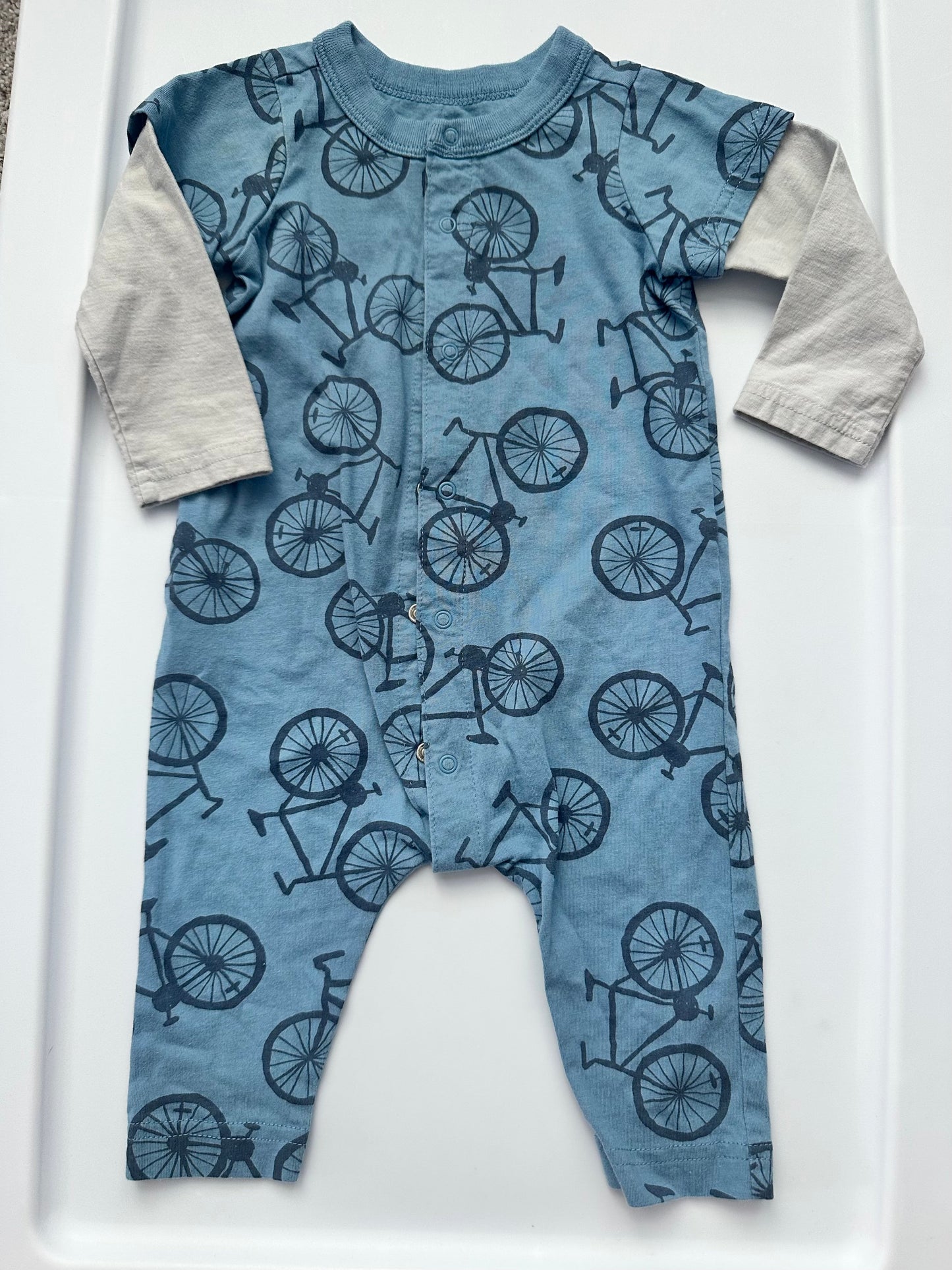 #86 Tea Collection boys bicycle romper 3-6 REDUCED