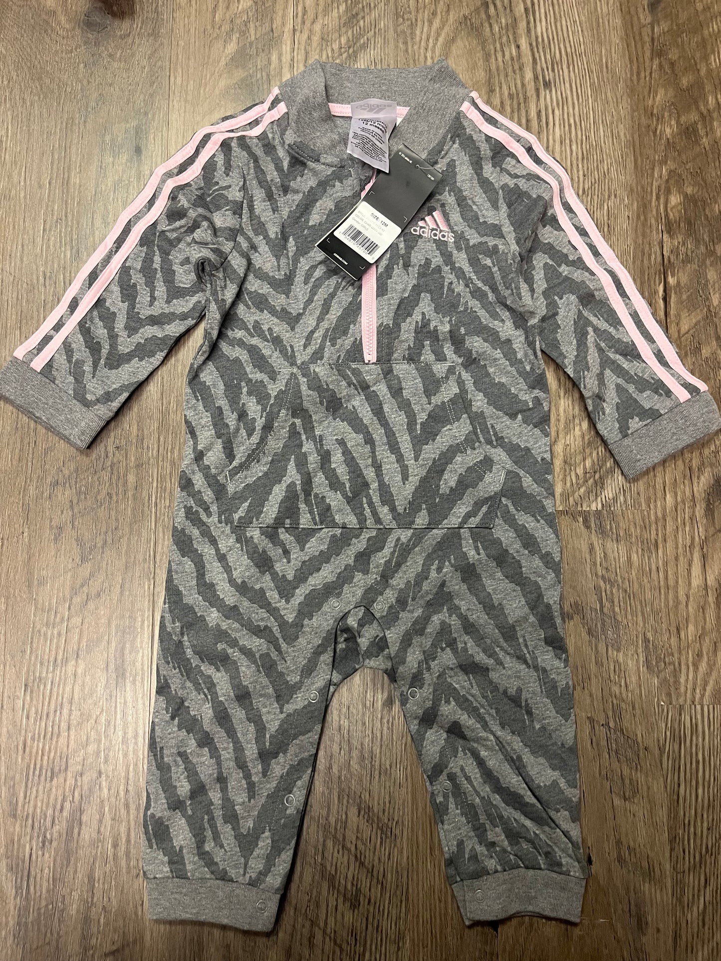 #13 New baby girl 12 Month overall Onesie. Adidas