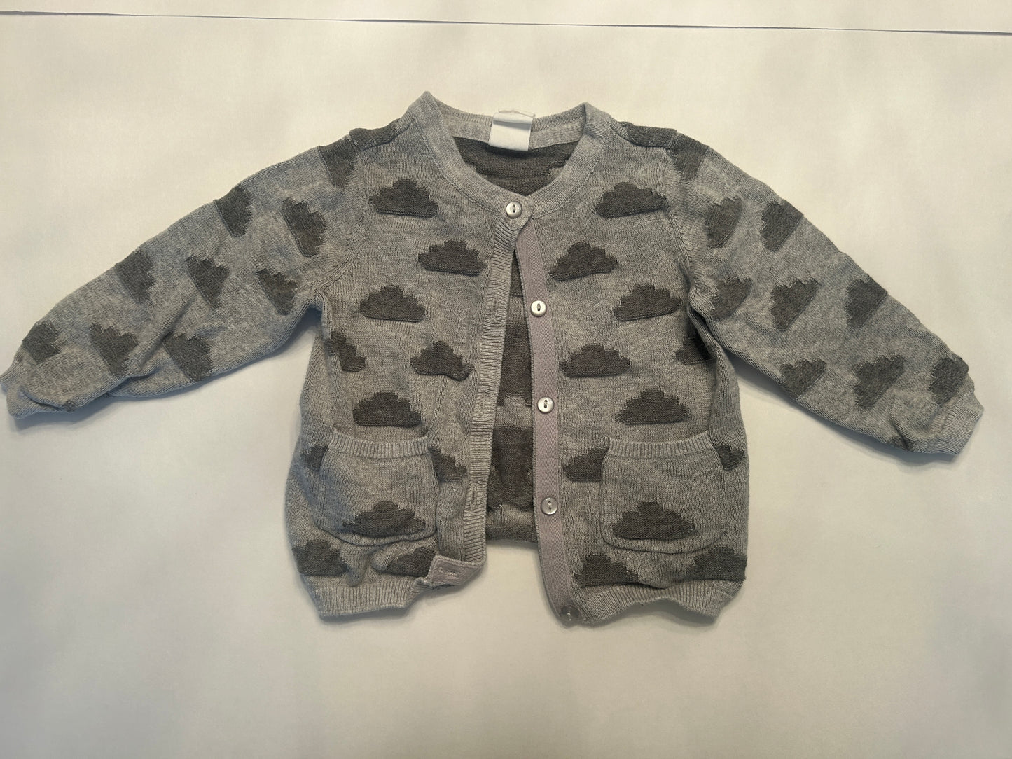 #28-Gender Neutral-6-9 Months-H and M-Gray Cloud Cardigan Sweater