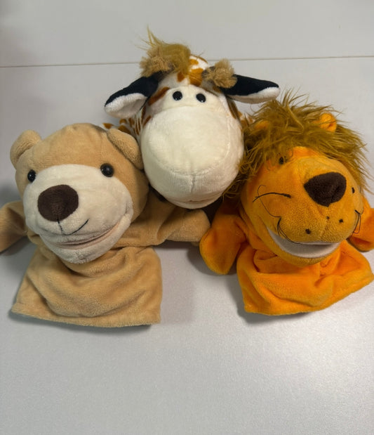 #155 3 piece animal hand puppets
