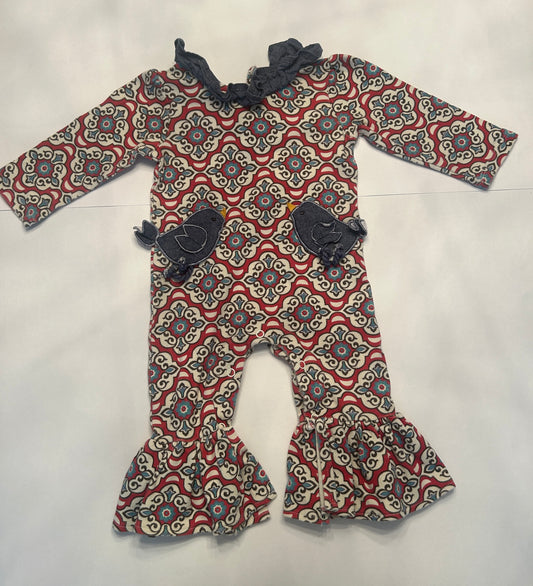 #28-Girls-6-9 Months-Mud Pie-Floral Bird Romper