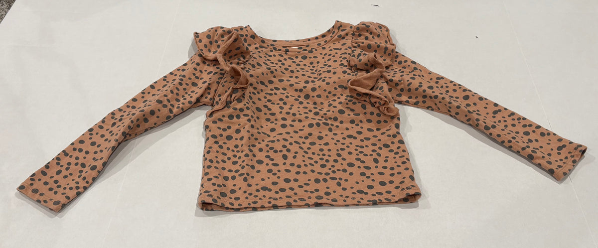 #25 Girls 5T Greyson Mini leopard sweatshirt with ruffle detail on sleeves