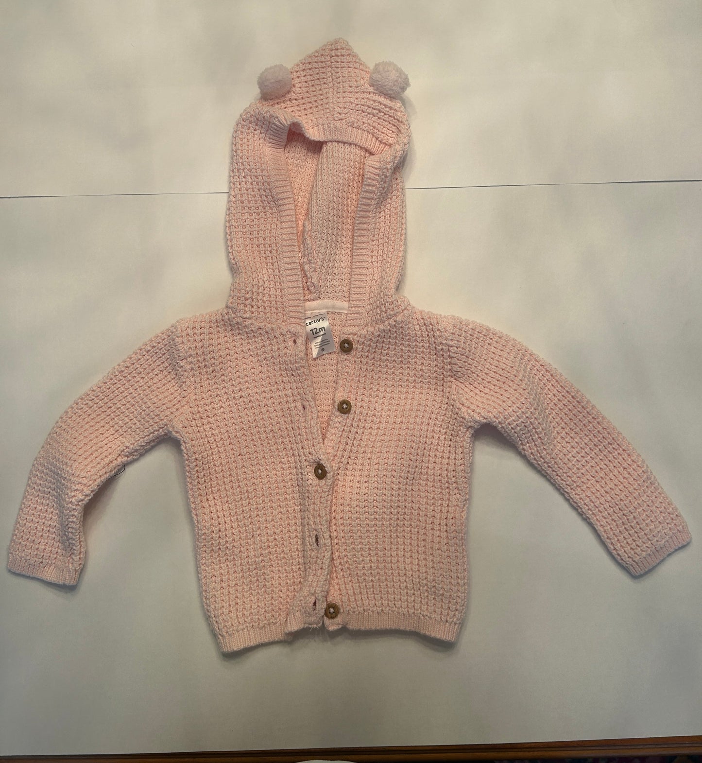 #28-Girls-12 Months-Carters-Pink Bear Cardigan