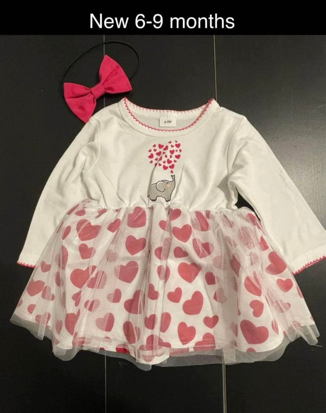 #13 New baby girl 6-9 months cute dress with a matching head bow