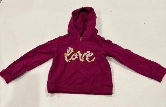 #25 Girls 3T Carters maroon hooded love sweatshirt