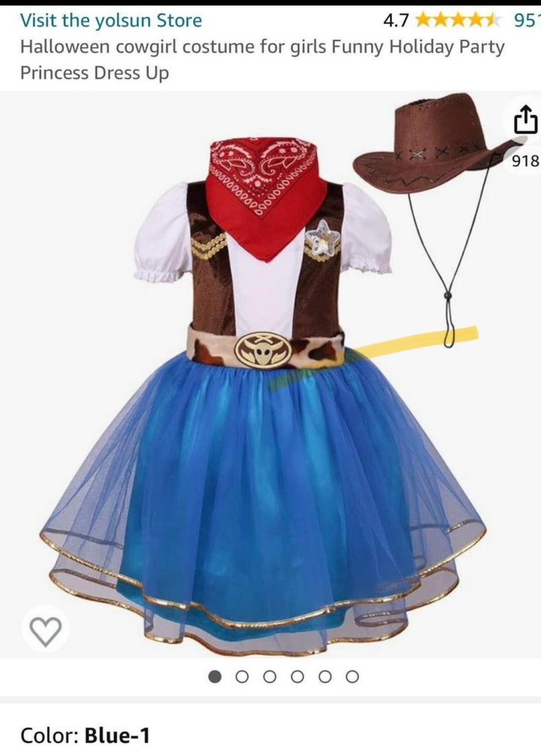 #13 NEW girl size 7-8 yrs cowboy costume outfit halloween.