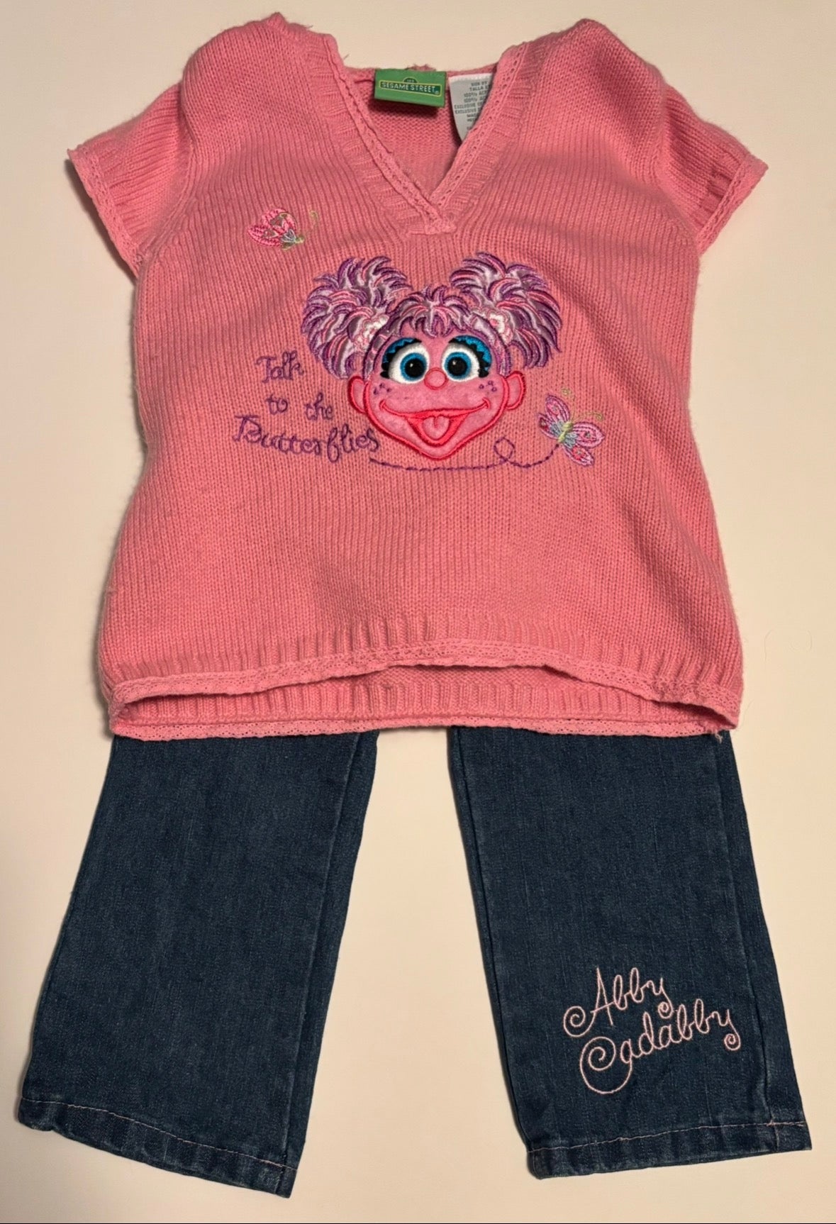 #75 Abby Cadabby Jeans and Sweater Vest Outfit Girl 2T REDUCED