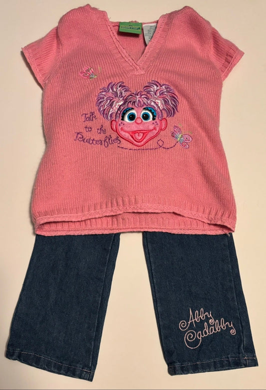 #75 Abby Cadabby Jeans and Sweater Vest Outfit Girl 2T REDUCED