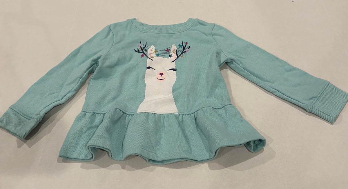 #25 Girls 2T Jumping Beans softest fleece plum sweatshirt with llama