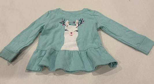 #25 Girls 2T Jumping Beans softest fleece plum sweatshirt with llama