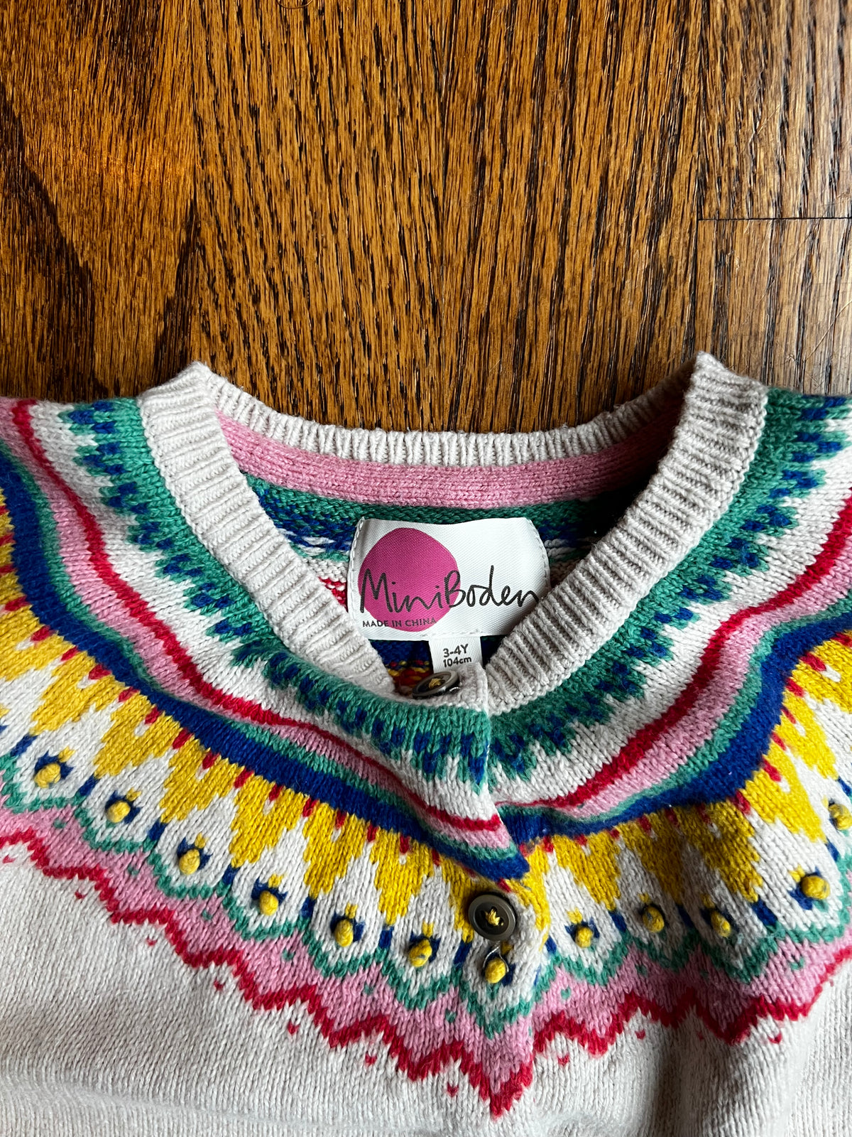 Seller #115 - Boden Girls 3-4Y Fair Isle Multicolor Cardigan, GUC