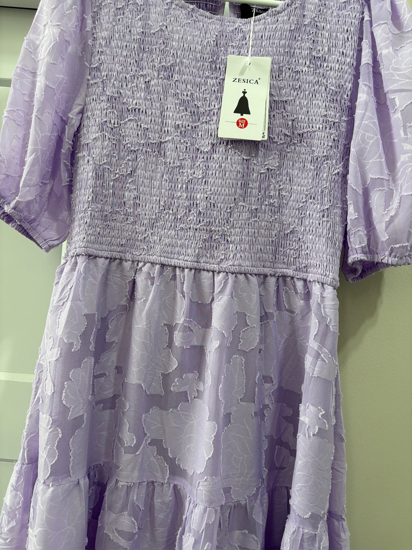 Seller #105 - NWT Size Medium Women's Zesica Purple Floral Smocked Dress