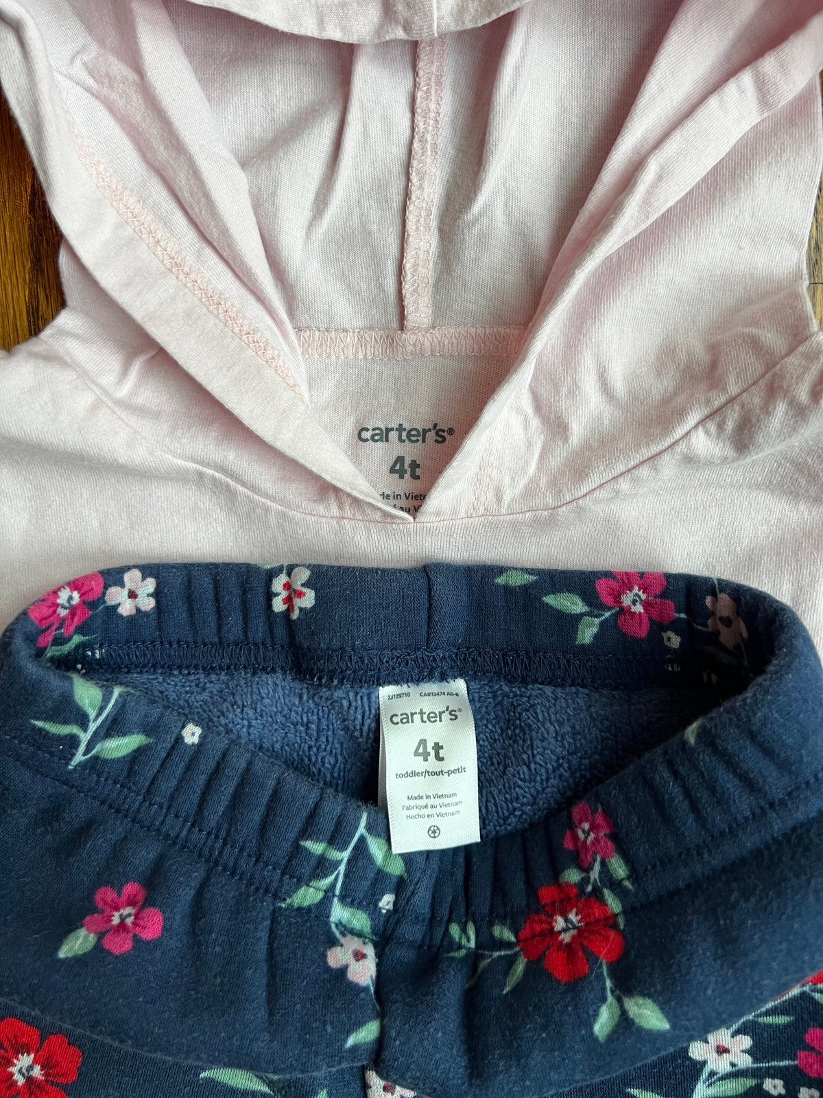 Carter’s Girls 4T Pale Pink Deer Hoodie with Matching Cozy Lined Floral Leggings, VGUC/GUC