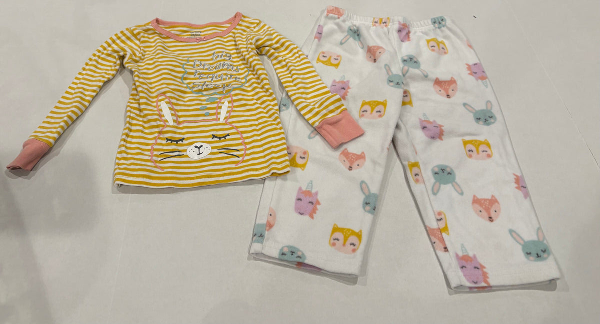 #25 Girls 2T Carters long sleeve and fleece pants pjs