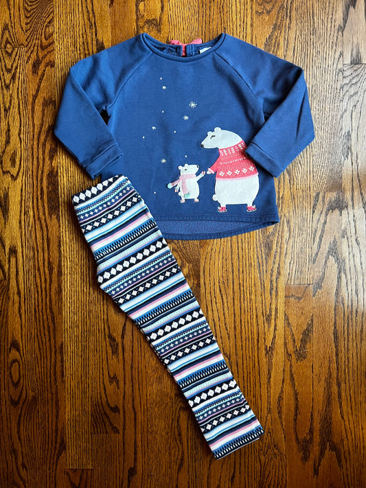 Seller #115 - Gymboree Girls 4T Polar Bear Sweatshirt with Cozy Lined Leggings, GUC