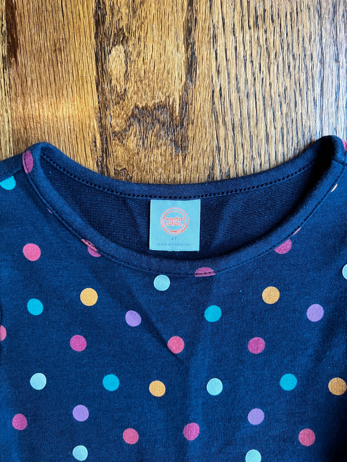 Seller #115 - Wonder Nation Girls 4T Navy Blue Polka Dots Dress with Tulle Skirt, GUC