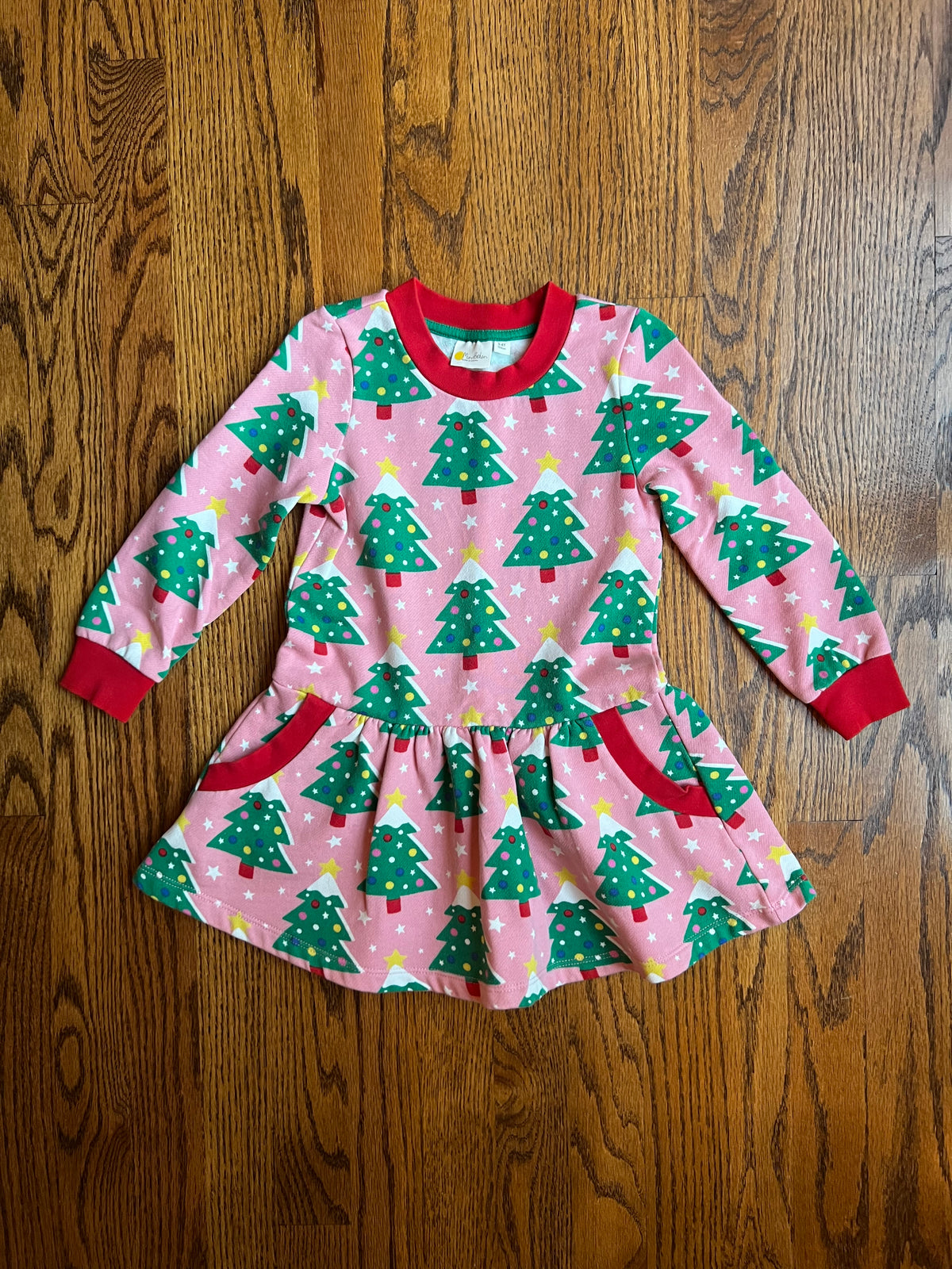 Seller #115 - Boden Girls 3-4Y Pink Christmas Trees Sweatshirt Dress, EUC