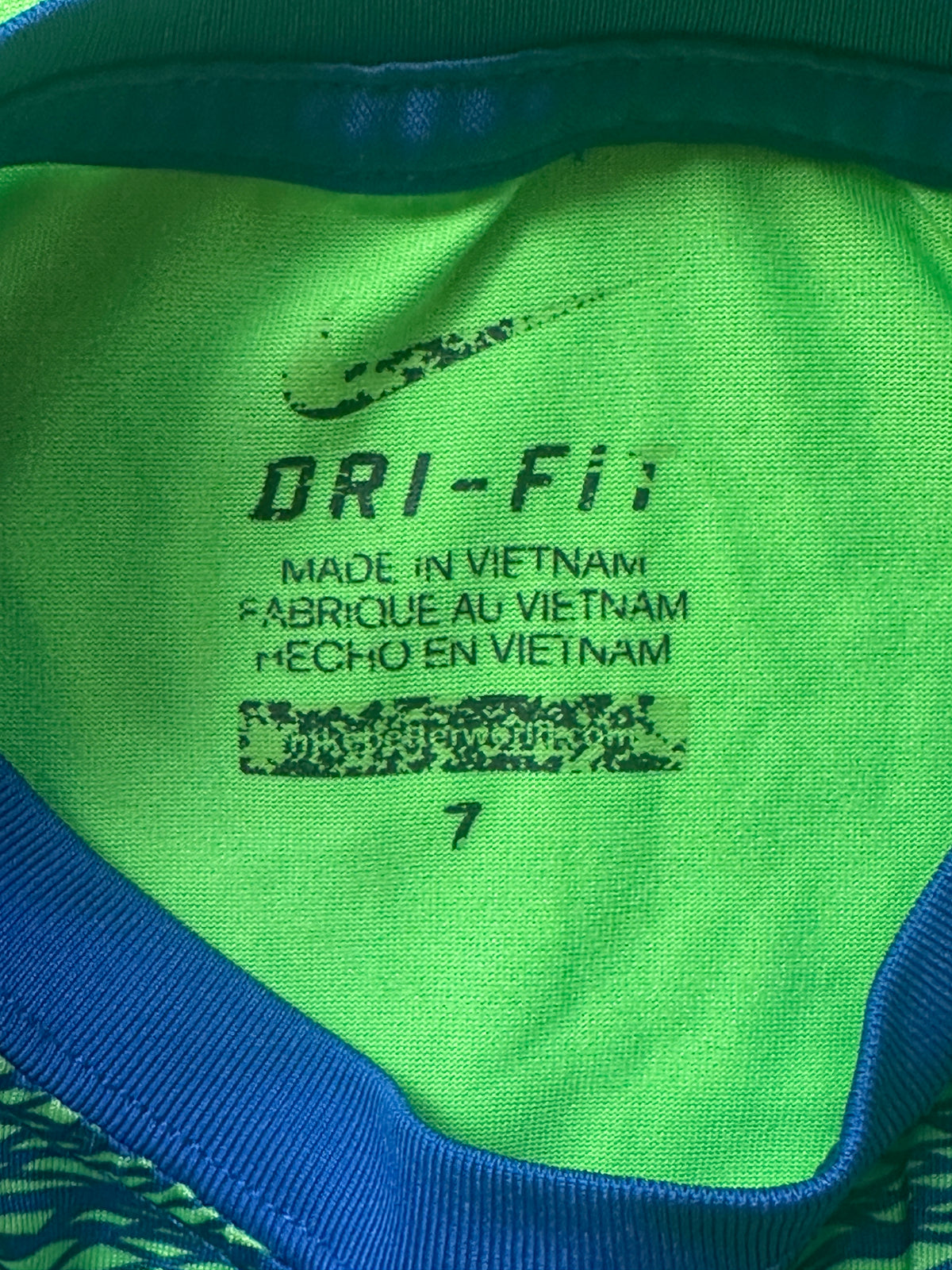#163 Nike Blue/Green Drifit Shirt - size 7 - VGUC