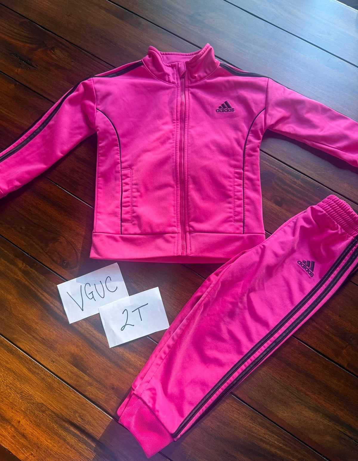 #51 Adidas 2T Hot Pink Jacket and Active Pants Set