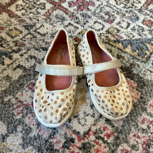 #86B Toms Gold Polka Dot Flats girls 9