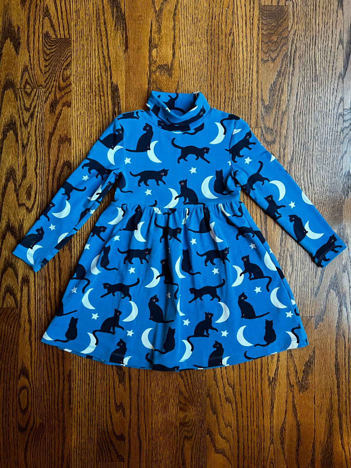 Seller #115 - Boden Girls 3-4Y Cats & Moons Blue Turtleneck Dress, VGUC