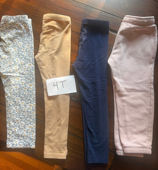 #51 Bundle of 4T Girls Leggings and Jogger Sweatpants
