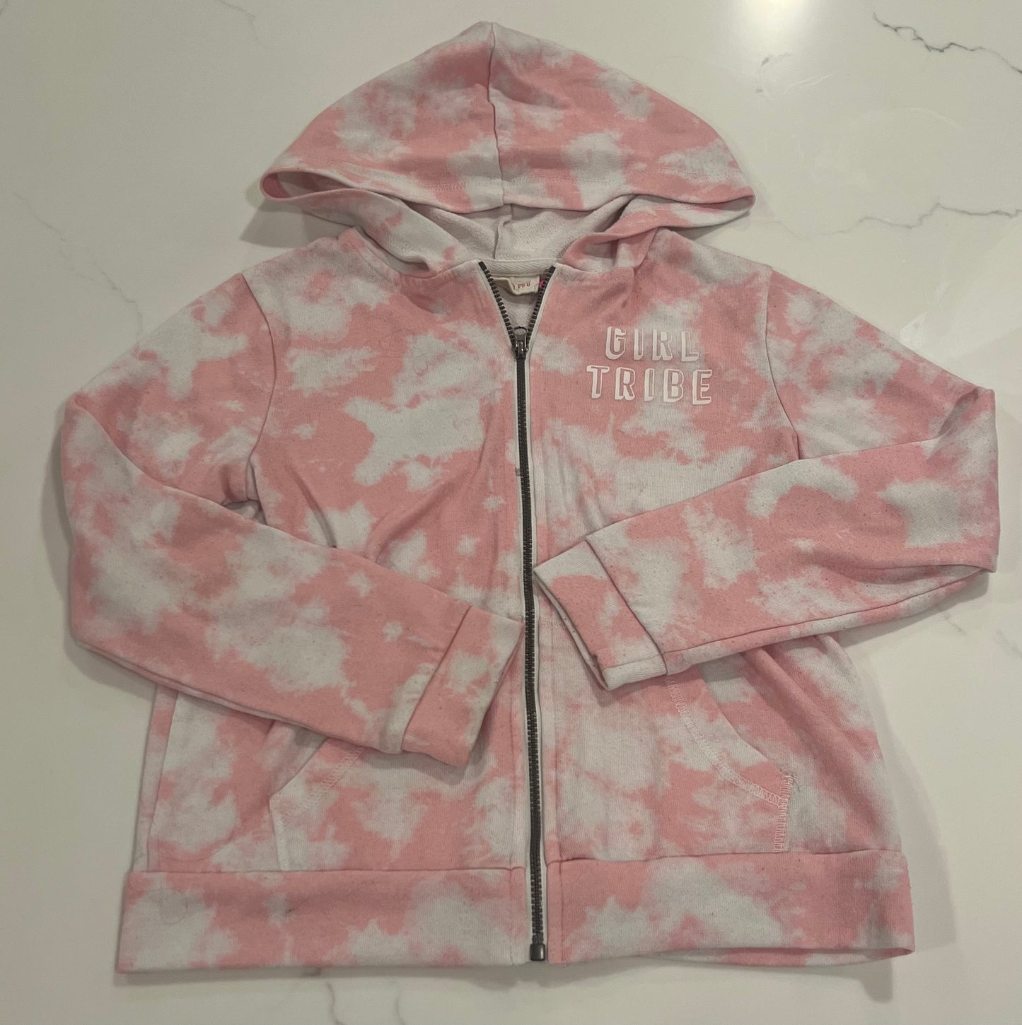 Girl Tribe Pink Zip Up Hoodie Sweatshirt - M 7/8