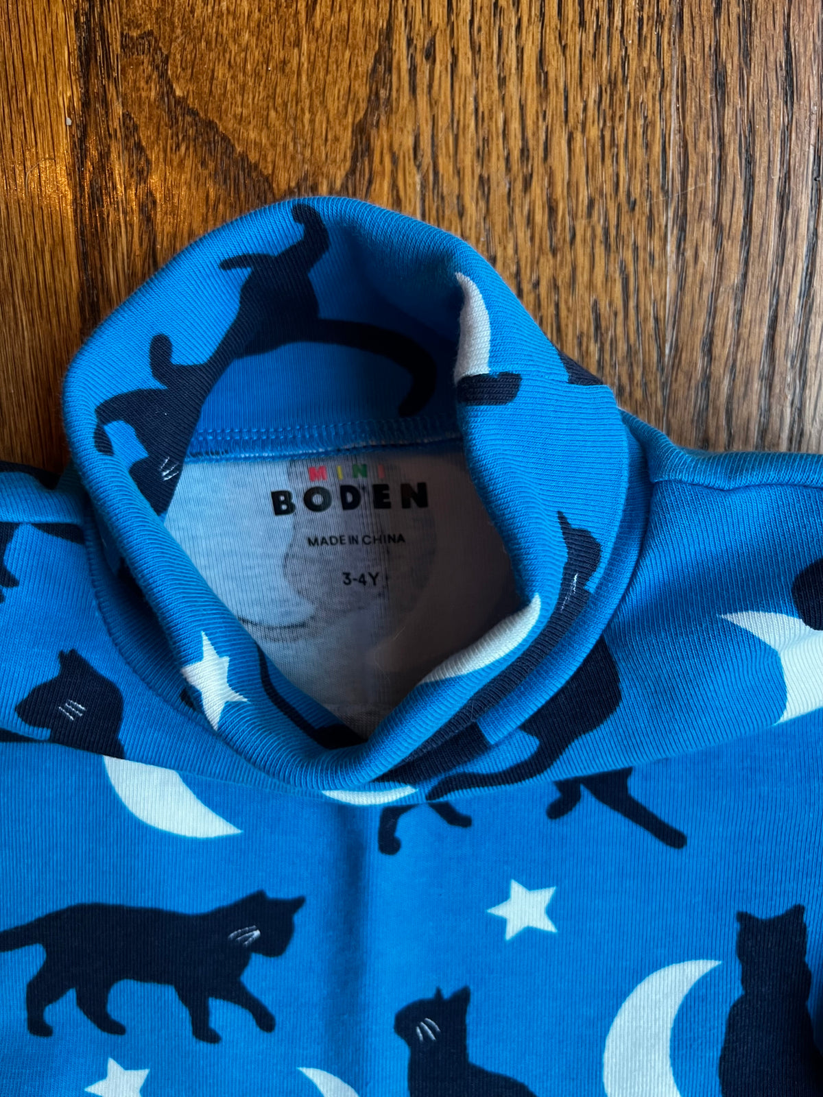 Seller #115 - Boden Girls 3-4Y Cats & Moons Blue Turtleneck Dress, VGUC
