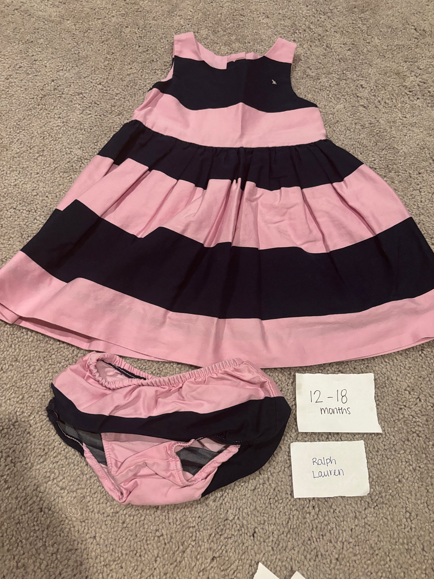 12-18 Mo - Ralph Lauren - Pink/Navy Striped Dress