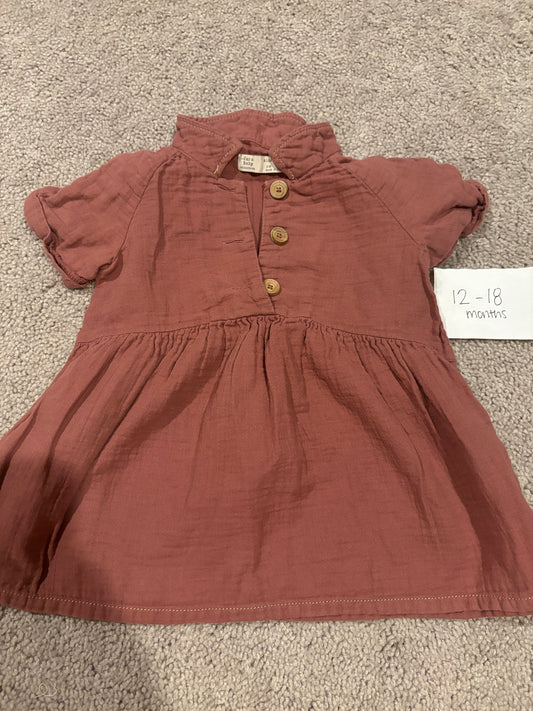 #138 - 12-18 Mo - VGUC Zara - Rust Dress - PU 45236