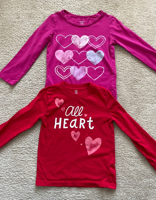 Seller 10- Girls Cat and Jack and Carters size 5T Valentines Day shirts