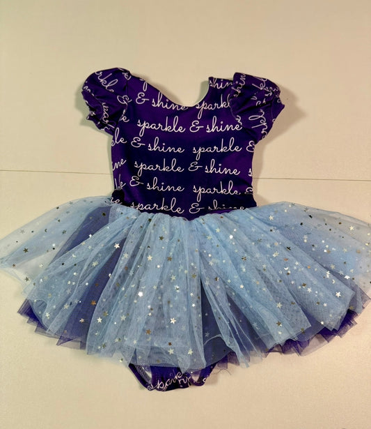 #155 Leotudes handmade Sparkle and Shine 2 layer tulle leotard, girls 4T