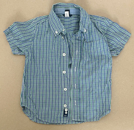 #15 Gap 4t Blue/Green Short Sleeve Button Down