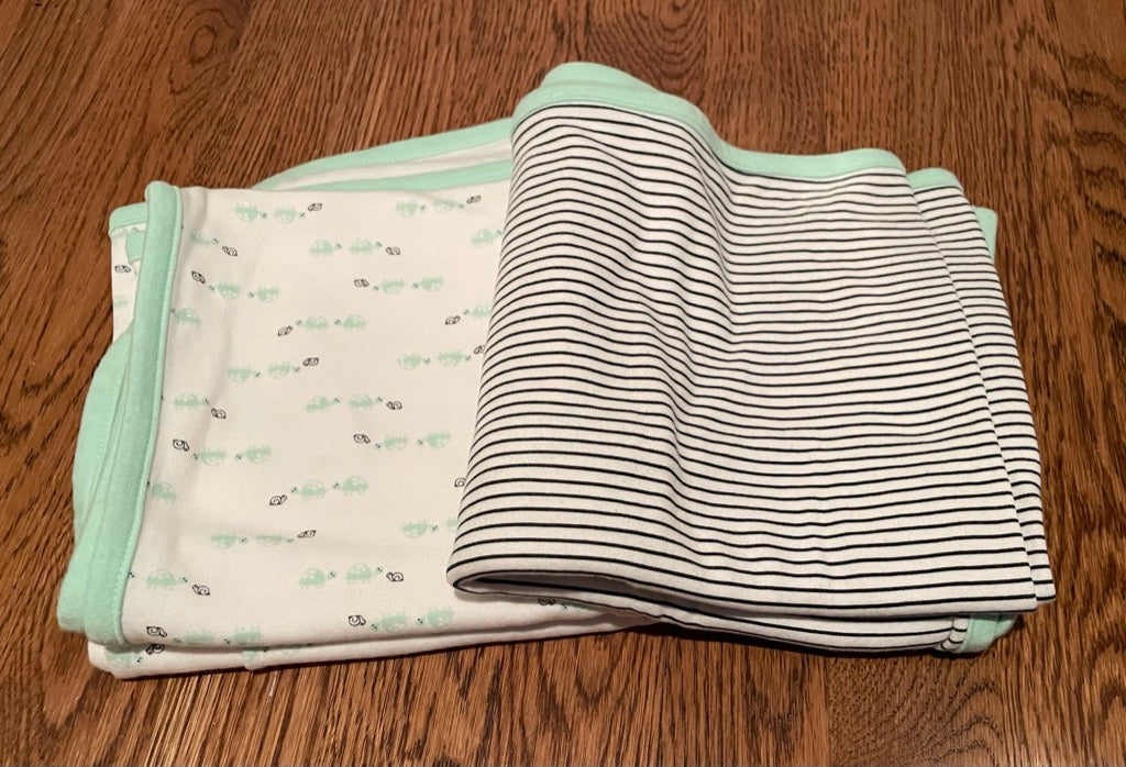 #57 gender neutral, infant soft receiving blankets, set of 2
