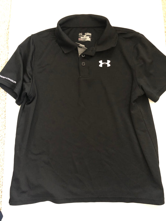 Y XL Under Armour Heatgear Golf Shirt Polo- boy black
