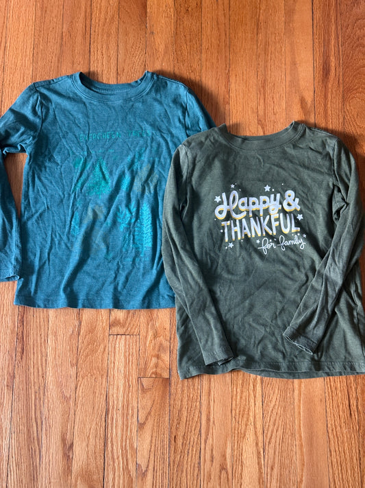 #163 Set of 2 Cat & Jack Winter/Holiday Shirts - size S (6/7) - VGUC