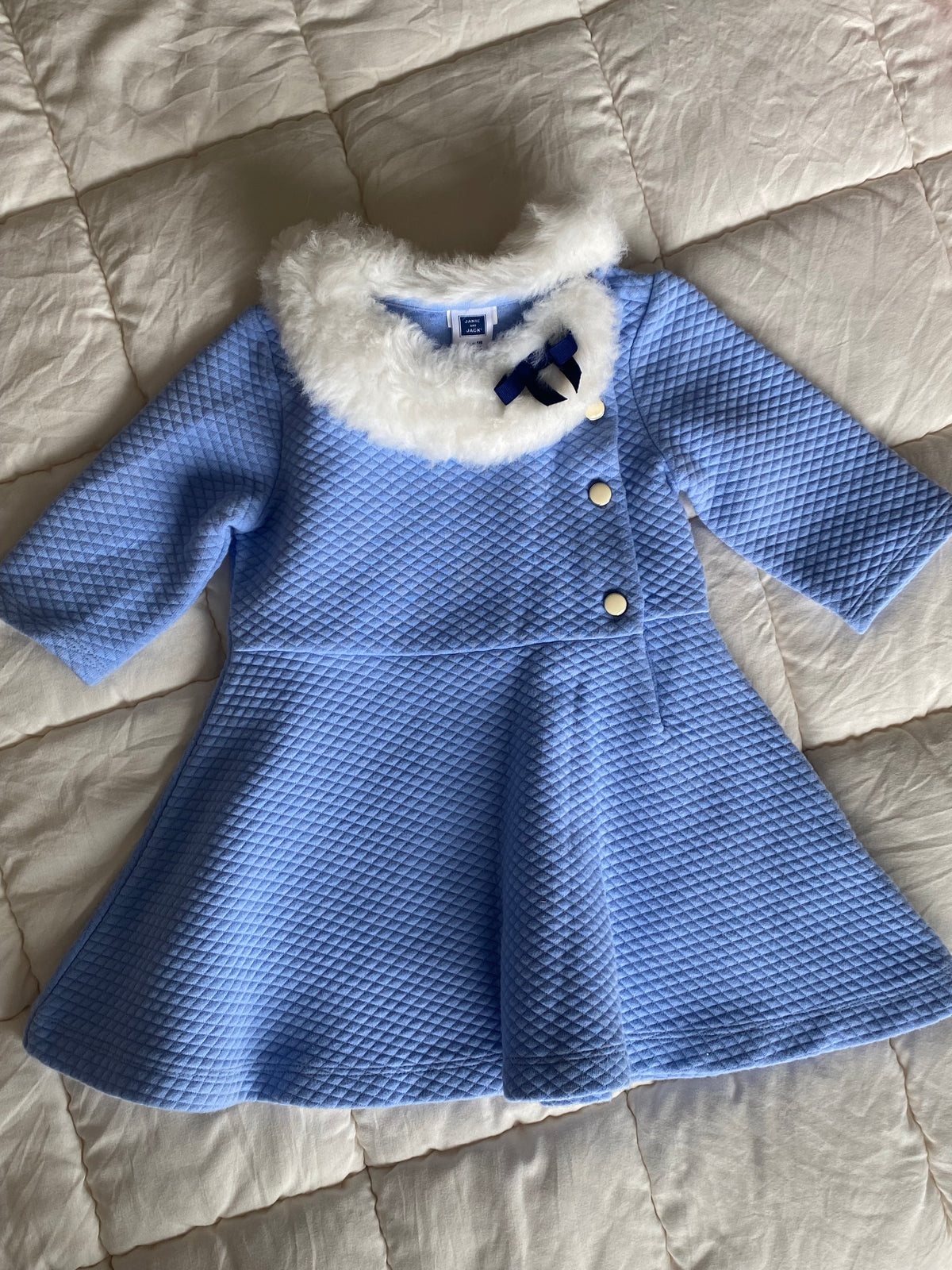 #59 Janie and Jack 6-12 mo blue dress with fur collar