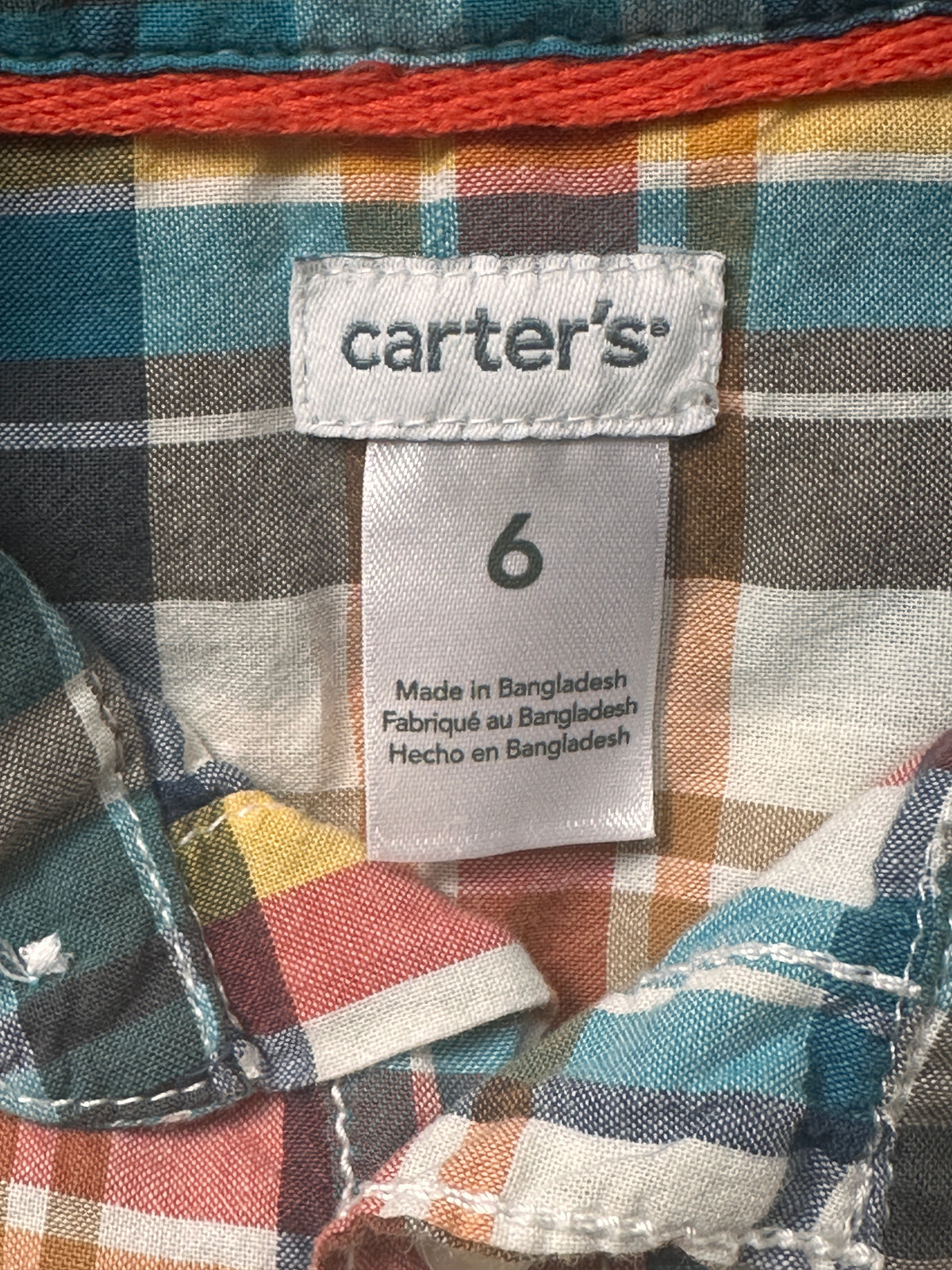 #163 Carter's Plaid Button-Down Shirt - size 6 - EUC