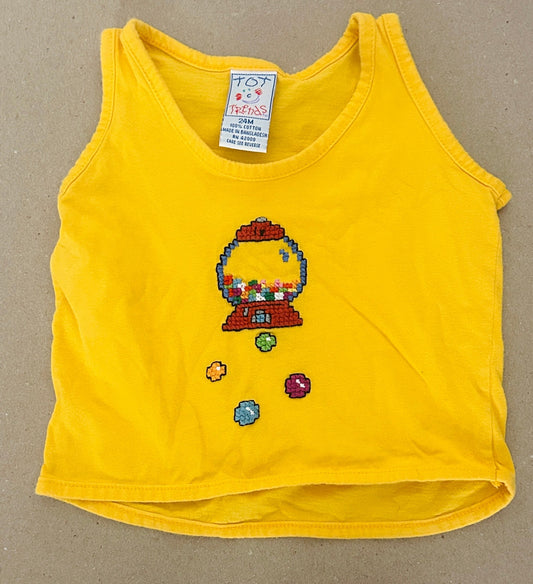 #15 (Fits like 18m) Vintage Cross Stitch Style Tank