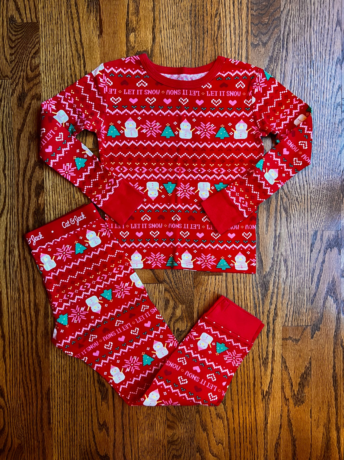 Seller #115 - Cat & Jack Girls 8 Red Holiday Pajamas, VGUC