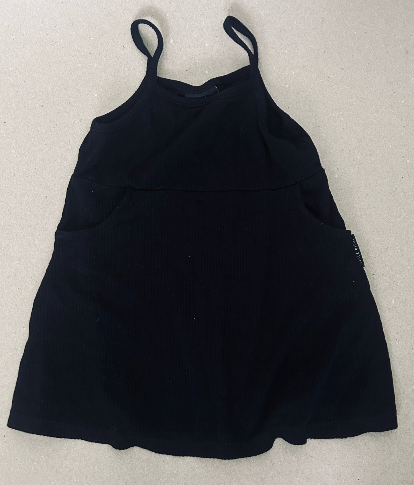 #15 Little Bipsy 2/3 Ribbed Black Dress with Pockets