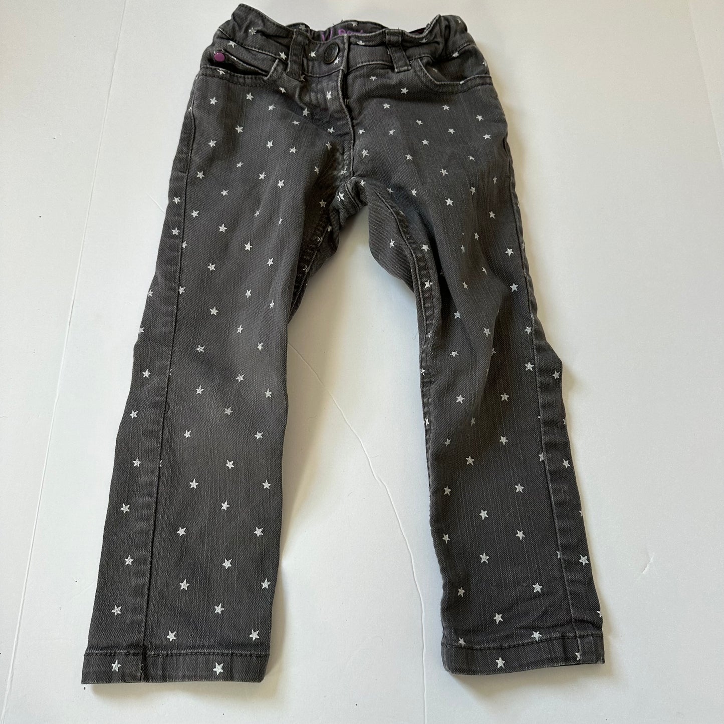 #86B Mini Boden dark gray star jeans girl 3/4