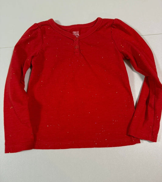 #155 Red sparkly long sleeve tshirt, girls size 4T
