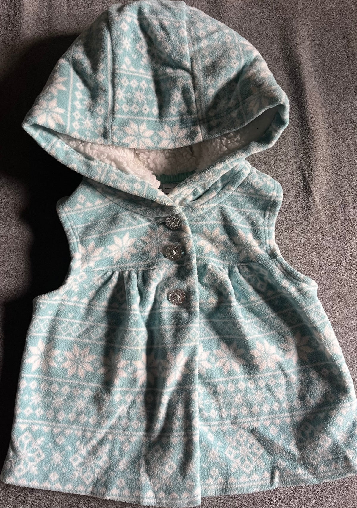 Seller #13 Carter’s girls 9 months fleece hooded snowflake vest