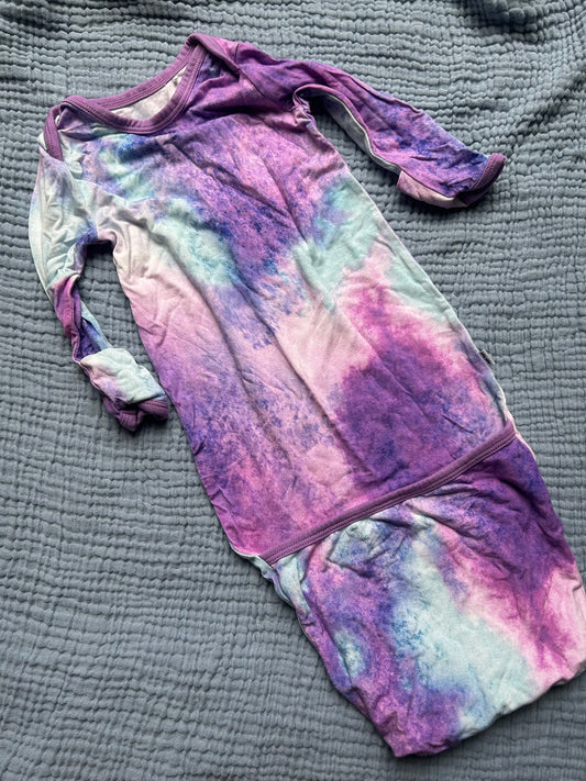 Seller 128 - REDUCED Little Sleepies Purple Watercolor Newborn Gown