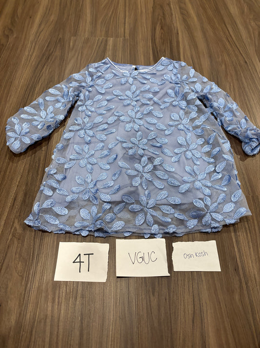 #138 - 4T - VGUC Osh Kosh - Blue LS Dress - PU 45236
