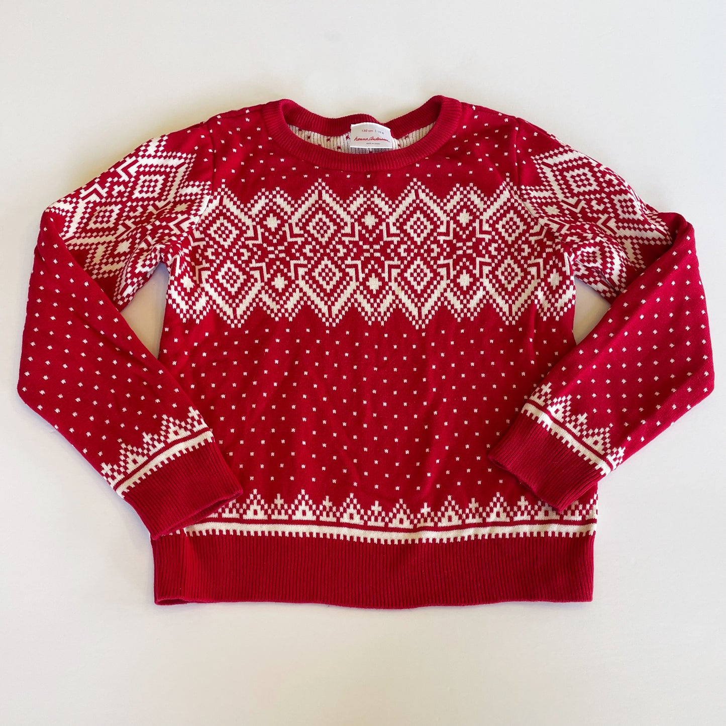 #118 | Size 130 / 8 | Hanna Andersson Boys Fair Isle Red Christmas Sweater