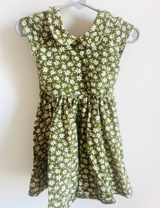 #15 REDUCED Alice + Ames 3t Peter Pan Olive Green Floral Ballet Dress EUC